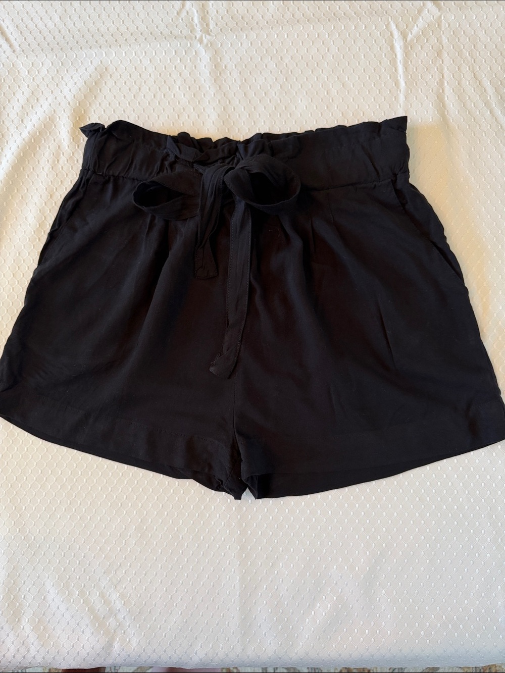 Ambiance Black High-Rise Tie-Waist Women's Shorts